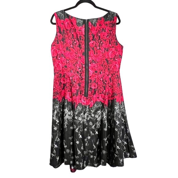 Dress Barn Floral Dress Lined Zipper Back A-Line Size 16 Black Red Gray EUC - Picture 2 of 12
